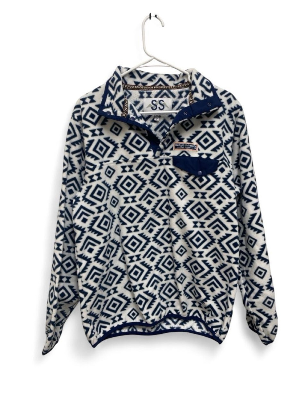 Clemson University Patterned Navy & White Womens Pullover Sweater Size L
